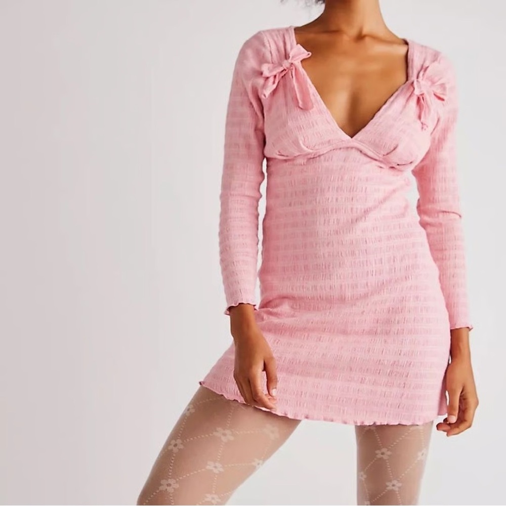 Free people malina pink mini dress size large NWT